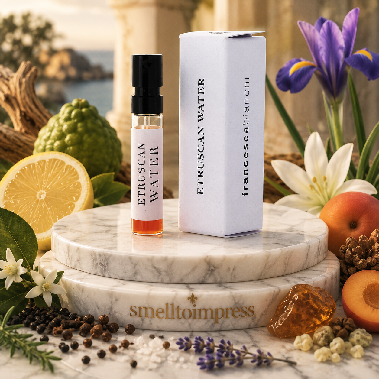 bild på officiellt parfymprov Francesca Bianchi Etruscan Water 1,5 ml 0,07 fl. oz