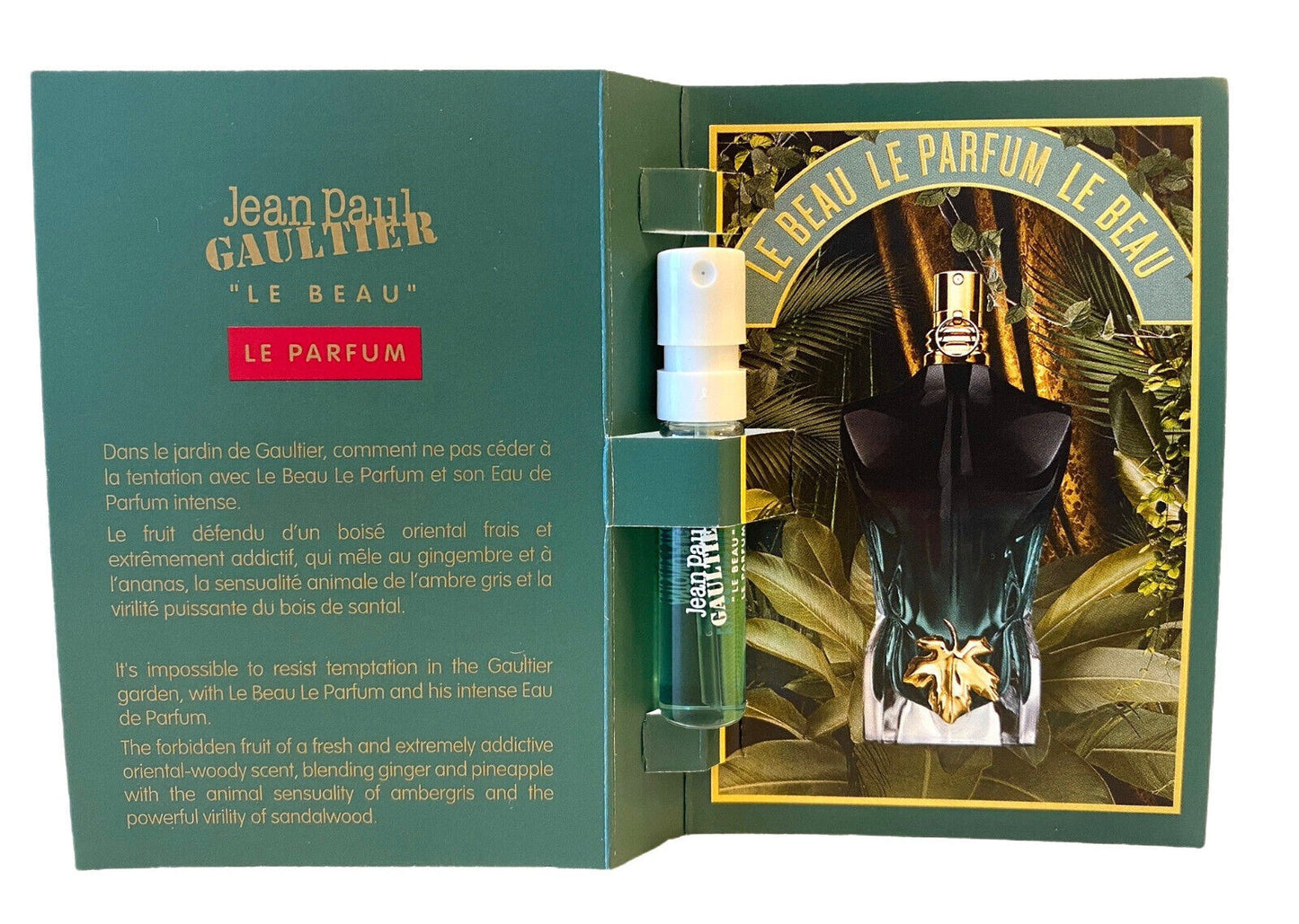 Jean Paul Gaultier Le Beau Le Parfum Intense officiellt parfymprov, Jean Paul Gaultier Le Beau Le Parfum Intense dofttestare