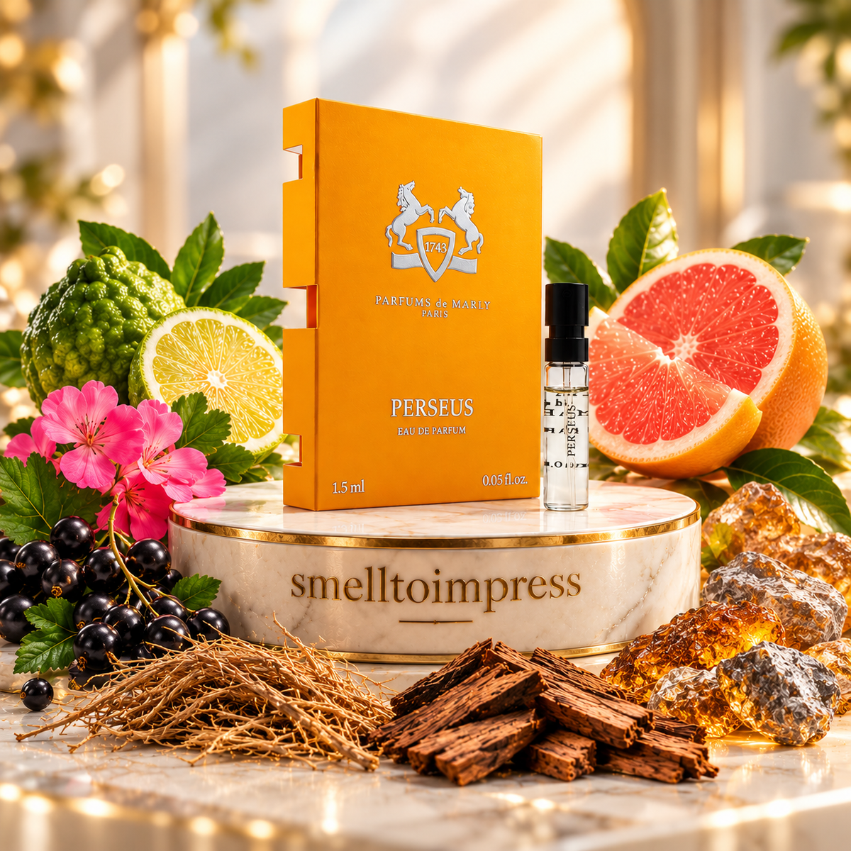 bild på officiellt parfymprov av Parfums de Marly Perseus 1,5 ml från Smelltoimpress