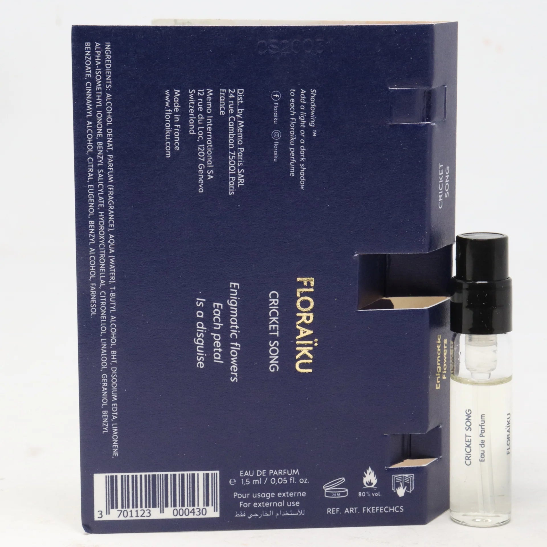 Officiellt parfymprov av Floraiku Cricket Song-doften 1,5 ml 0,05 fl. oz.