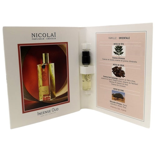 Officiella parfymprover av Nicolai Incense Oud-doften 1,8 ml 0,07 oz.
