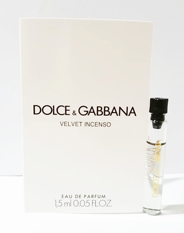 Velvet Incenso By Dolce & Gabbana 1,5 ml 0,05 fl. uns. hivatalos parfüm minta, Velvet Incenso By Dolce & Gabbana 1,5 ml 0,05 fl. uns. amostra oficial de parfum, Velvet Incenso By Dolce & Gabbana 1,5 ml 0,05 fl. uns. 官方香水样品, Mostră oficială de parfum 
